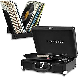 Journey+ Bluetooth Suitcase Record Player with Matching Record Stand
