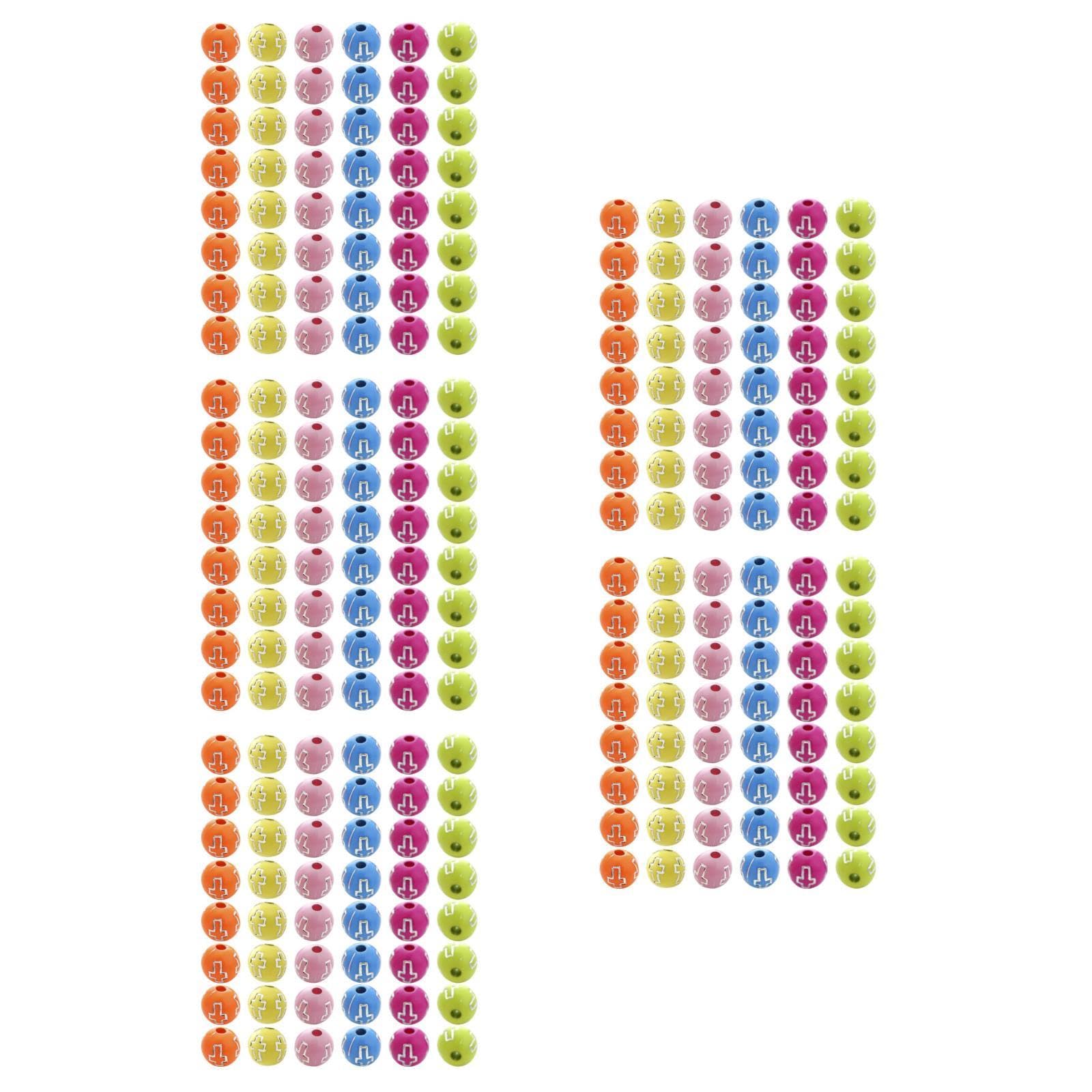 Perles rondes croix acryliques multicolores pour fabrication de bijoux et bracelets DIY x500