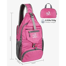WATERFLY Packable Small Crossbody Sling Backpack Shoulder Chest Bag Daypack for Hiking Traveling