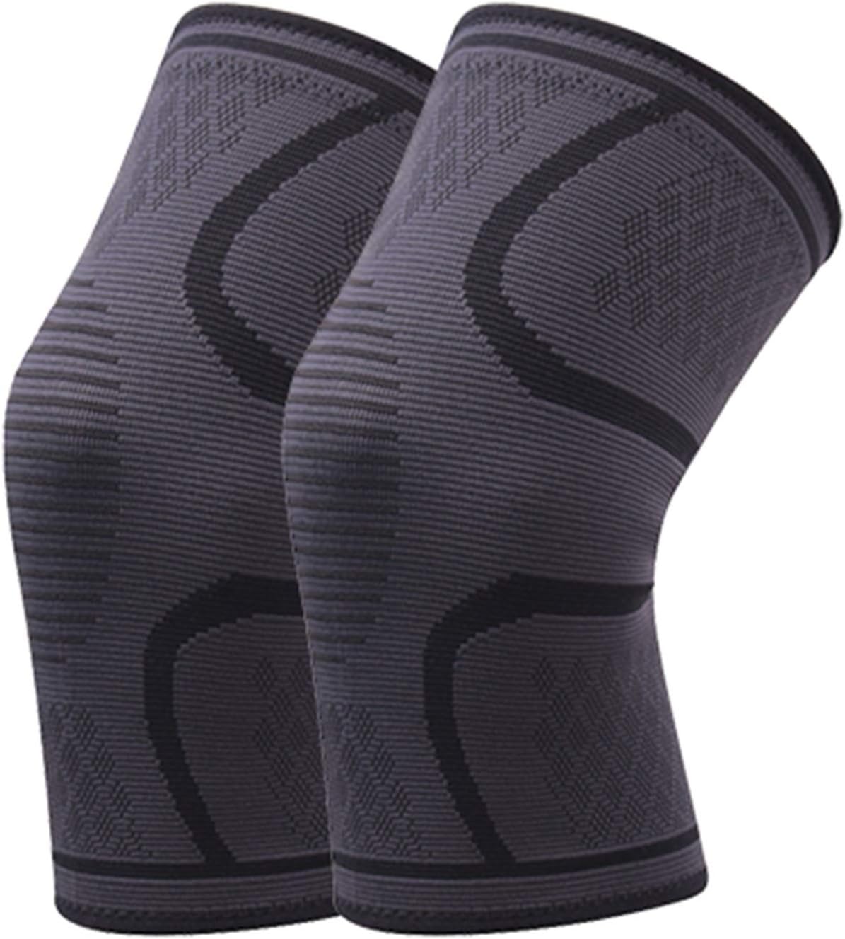 Elbow 1Pair Knee Pads Breathable Nylon Elastic Sports Knee Support Brace Running Fitness Basketball Football Protector Joelheiras for Adult (Color : Black, Size : L)