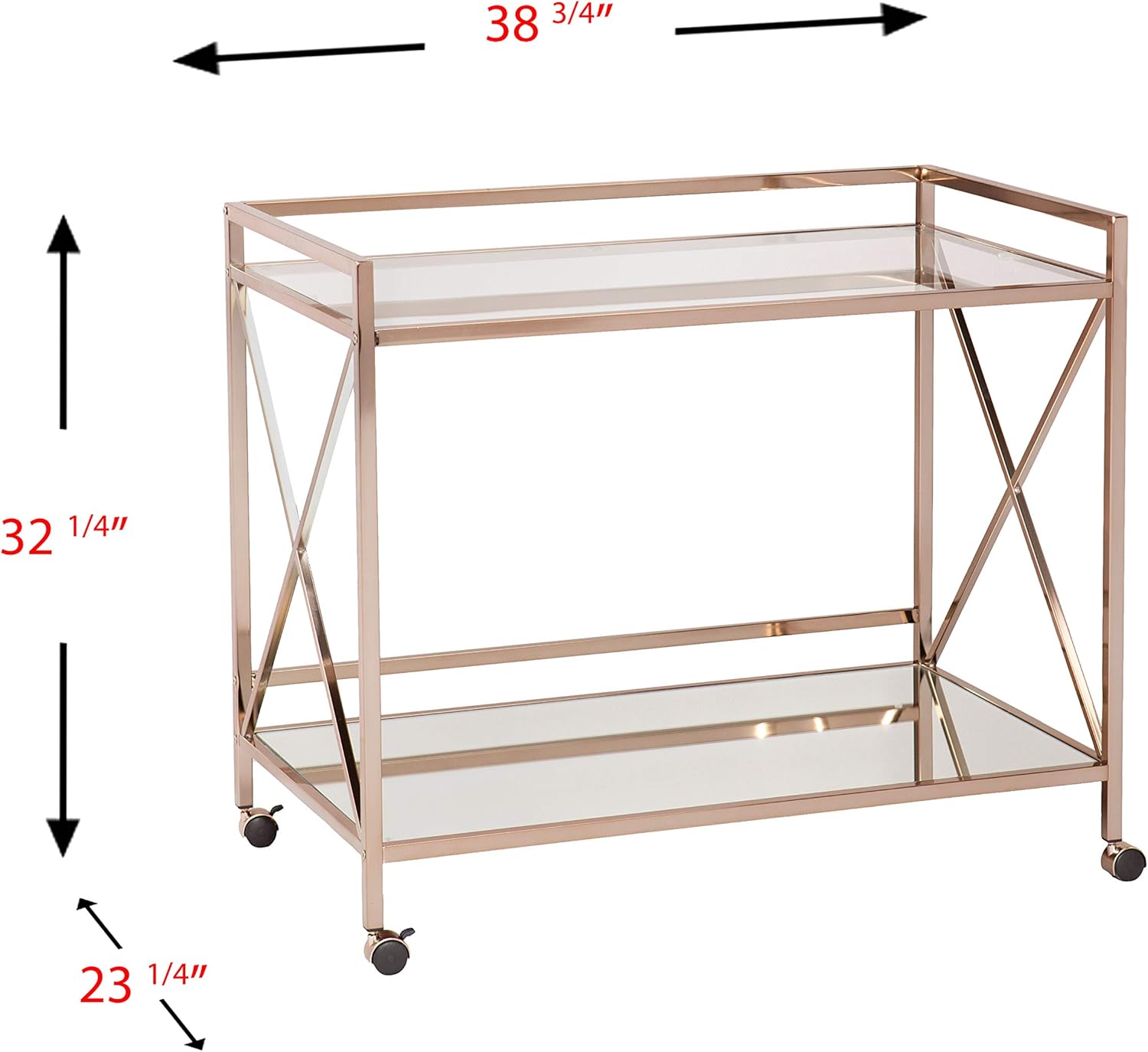 SEI Furniture - Maxton Bar Cart - Transitional Design, Gold Iron - Ideal for Living Room, Home Bar (HZ2041)