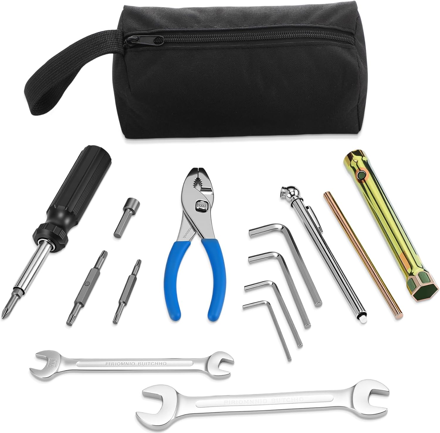 15 Pcs Motocross Tool Kit for Japanese Motorcycles Terrain Vehicles Snowmobiles Include Combination Wrench, Hexagonal Bit, Bits, Sleeve, Screwdriver, Drive T-handle Driver, Drive Adapter