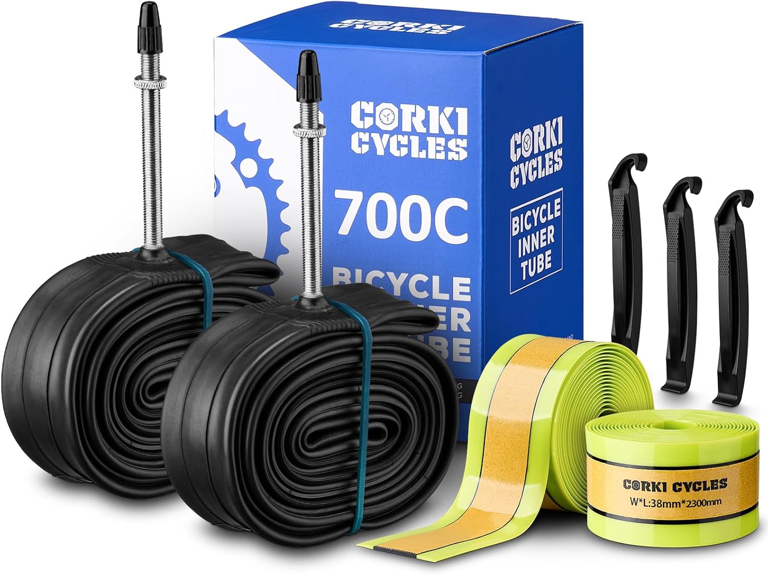 700c x 35-43c Presta Valve 80mm Bike Tube with Puncture Proof Bicycle Tire Liners 38mm
