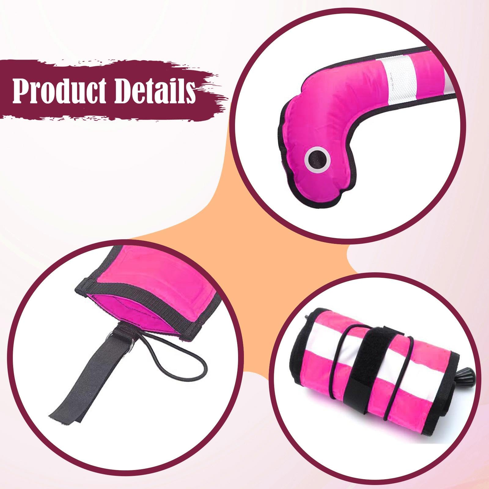 Segnalatore di Immersione Subacquea Tubo Gonfiabile Boa di Segnalazione di Superficie Tubo di Segnalazione Compatto Struttura Sicura in Nylon TPU, Rosa, Lunghezza 1.2 M