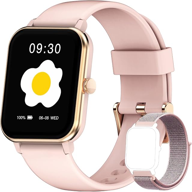 Blackview Smart Watch for Women, 1.69" Touch Screen Fitness Watch with Body Thermometer/Blood Oxygen/Heart Rate/Sleep Monitor, Multiple Sports Modes, Pedometer Calorie Smartwatch for Android iOS