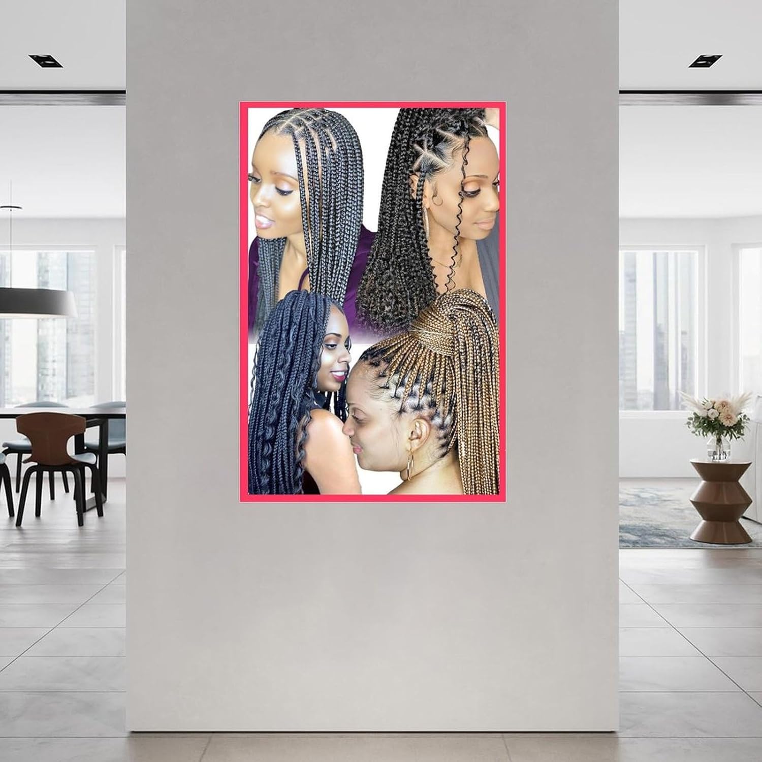 FNWERT Hair Braiding Poster for African Salon (8) Canvas Painting Wall Art for Bedroom Living Room Decor 16x24inch (40x60cm)