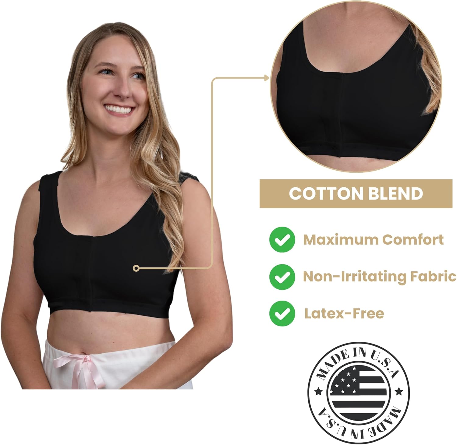 Gentle Touch Surg-Ease Bra with Hook and Loop Front Closure- Post Mastectomy Recovery Bra, Made in USA - Image 2