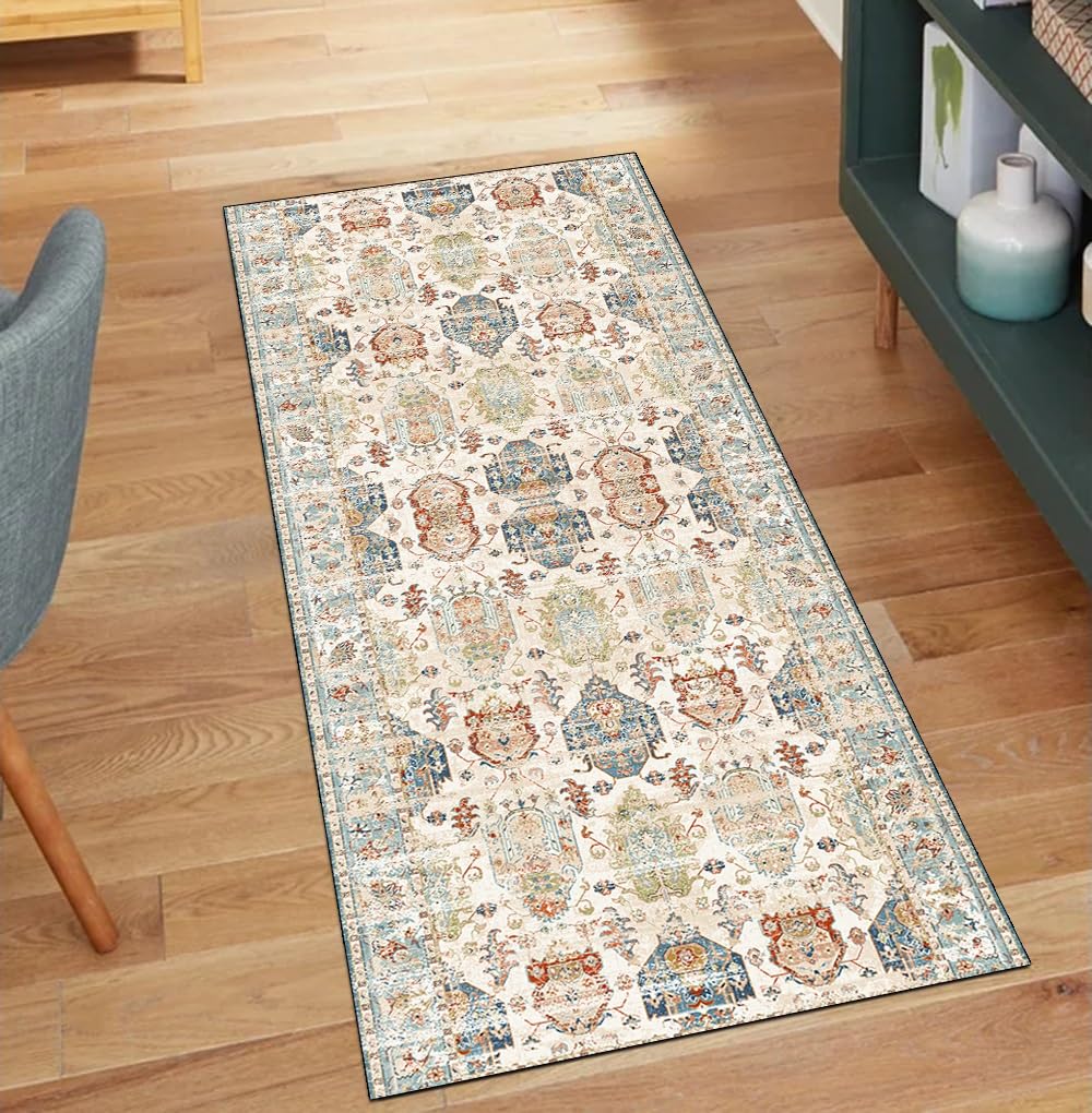 Alfombra de pasillo larga antideslizante boho azul de cocina 60x150