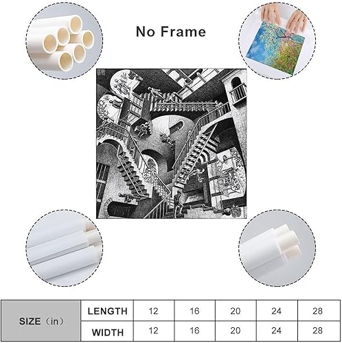 Miniatura 7 de AAOTE Stairs - by MC Escher - Pósteres artísticos de pintura para pared pósteres de arte para decoración moderna para el hogar idea de regalo 16 x