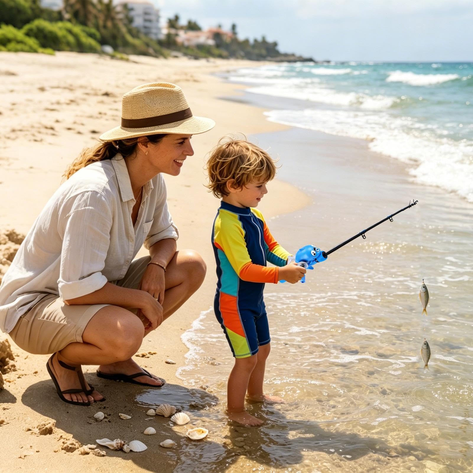 Caña De Pesca Para Niños Telescópica Con Mango Antideslizante Portátil | Caña De Pescar Con Carrete Para Ríos, Lagos, Riachuelos, Embalses, Niños, Jóvenes, Chicos, Chicas