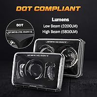 Vista 3 de AUDEXEN Faros delanteros LED de 4 x 6 pulgadas para Kenworth T800 T600 y Peterbilt 379, haz rectangular de 60 W, repuesto H4656, aprobado por DOT