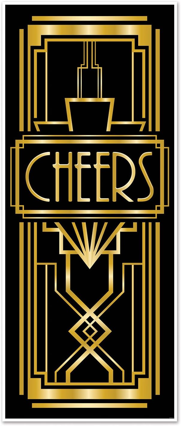Beistle Roaring 20's Party Decorations, Great 20's Door Cover 30 Inch x 6 Feet, Pack of 12