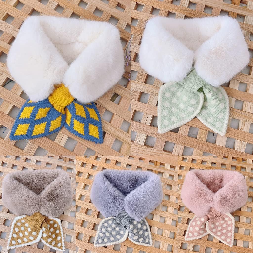 Scarf, for Cross Scarf Faux Fur Collar Scarf False Collar Kids Polka Dot Bow Tie Diamon