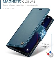 Vista 5 de QLTYPRI Funda tipo cartera para iPhone 13 Pro Max, funda magnética de piel sintética de alta calidad con bloqueo RFID, ranuras para tarjetas