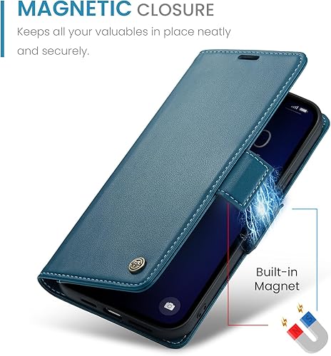 Miniatura 5 de QLTYPRI Funda tipo cartera para iPhone 13 Pro Max, funda magnética de piel sintética de alta calidad con bloqueo RFID, ranuras para tarjetas de