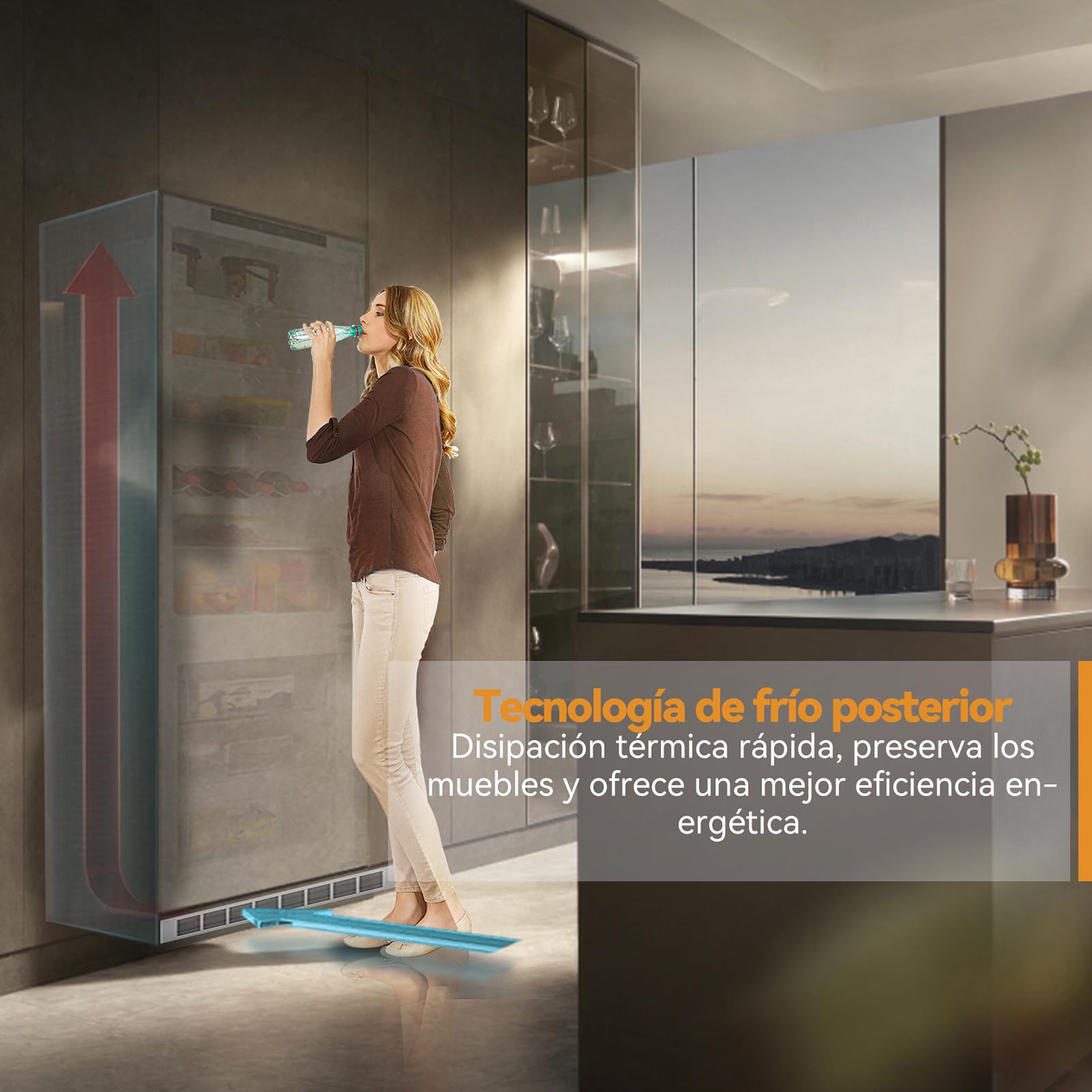 Frigorífico Combi No Frost, Frigorifico Integrable | 177 cm | 248 L (186 L Refrigeración / 62 L Congelación) | Compresor Inverter | Puerta Invertible | Control Electrónico | Refrigeración Rápida