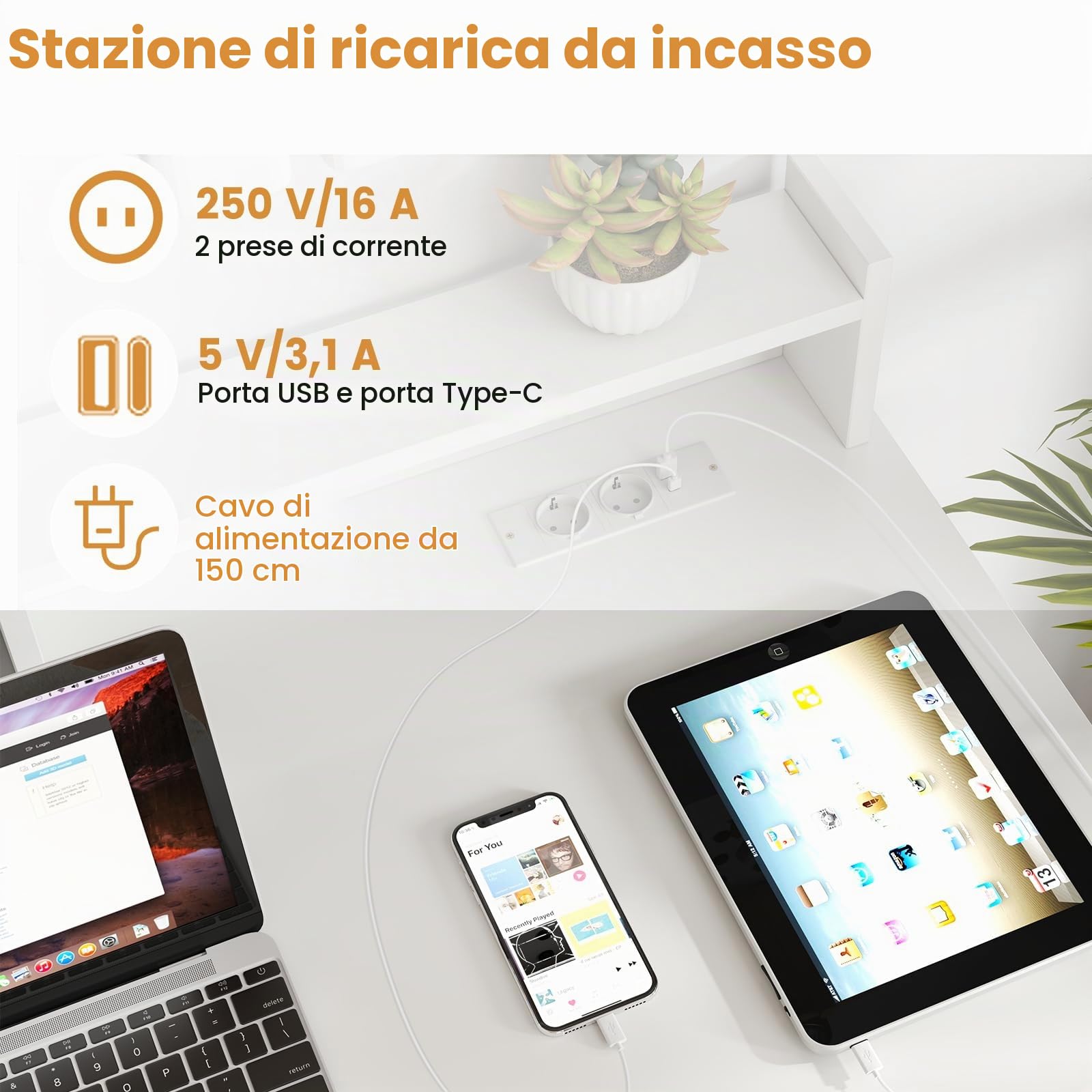 LIFEZEAL Scrivania Ufficio per Computer, con Cassetto, Supporto di Monitor, Vassoio per Tastiera, Salvaspazio, Postazione di Lavoro, Scrittoio, Tavolo Porta PC, Laptop, in Legno, Max 45kg, Bianco