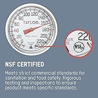 Vista 2 de Taylor Instant Read Analog Meat Food Grill BBQ Cooking Kitchen Thermometer with Red Pocket Sleeve for Calibration, 1 inch dial, Stainless Steel