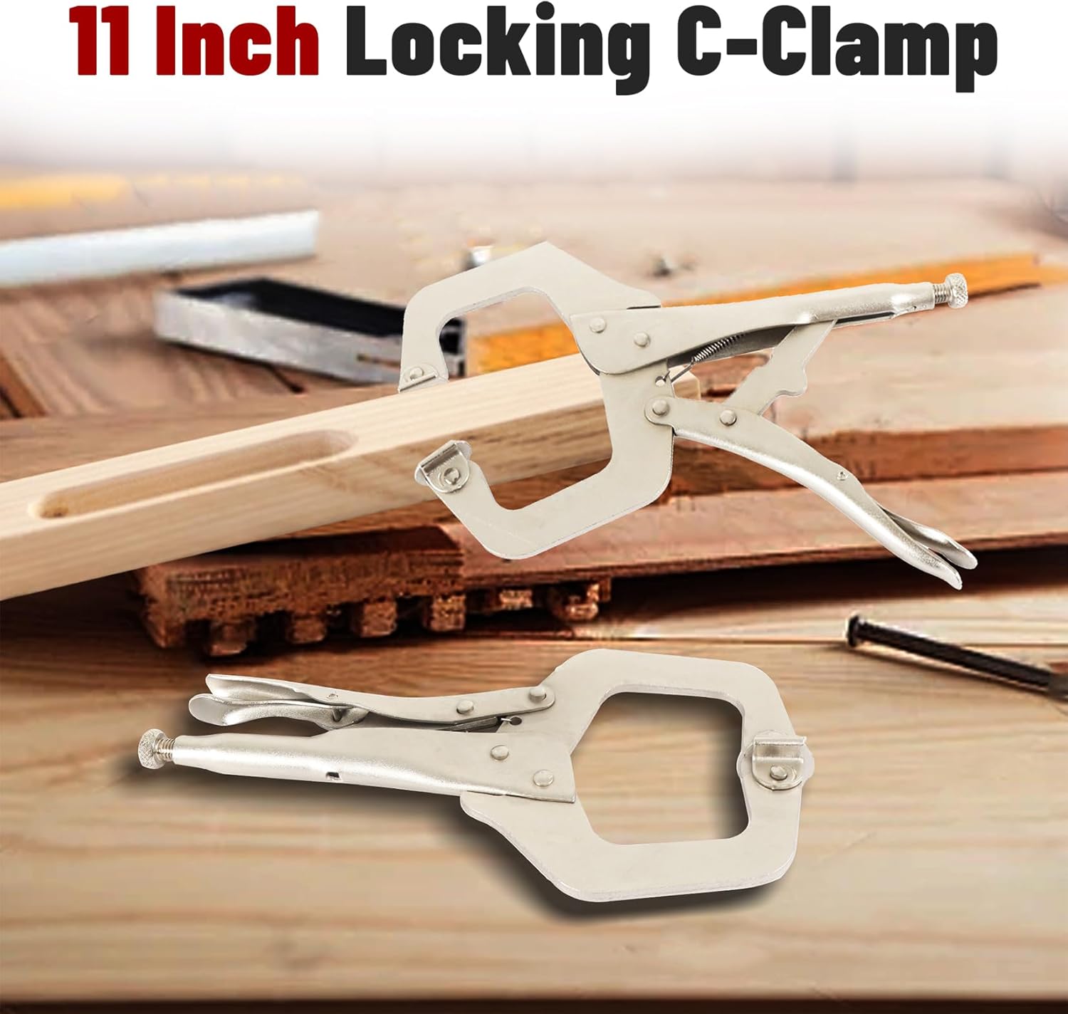 findmall 11 Inch Locking C-Clamp 5Pack Locking Pliers Adjustable Welding Clamps Vise W/Regular Tip and Swivel Pad for Shop Home Farm and Automotive