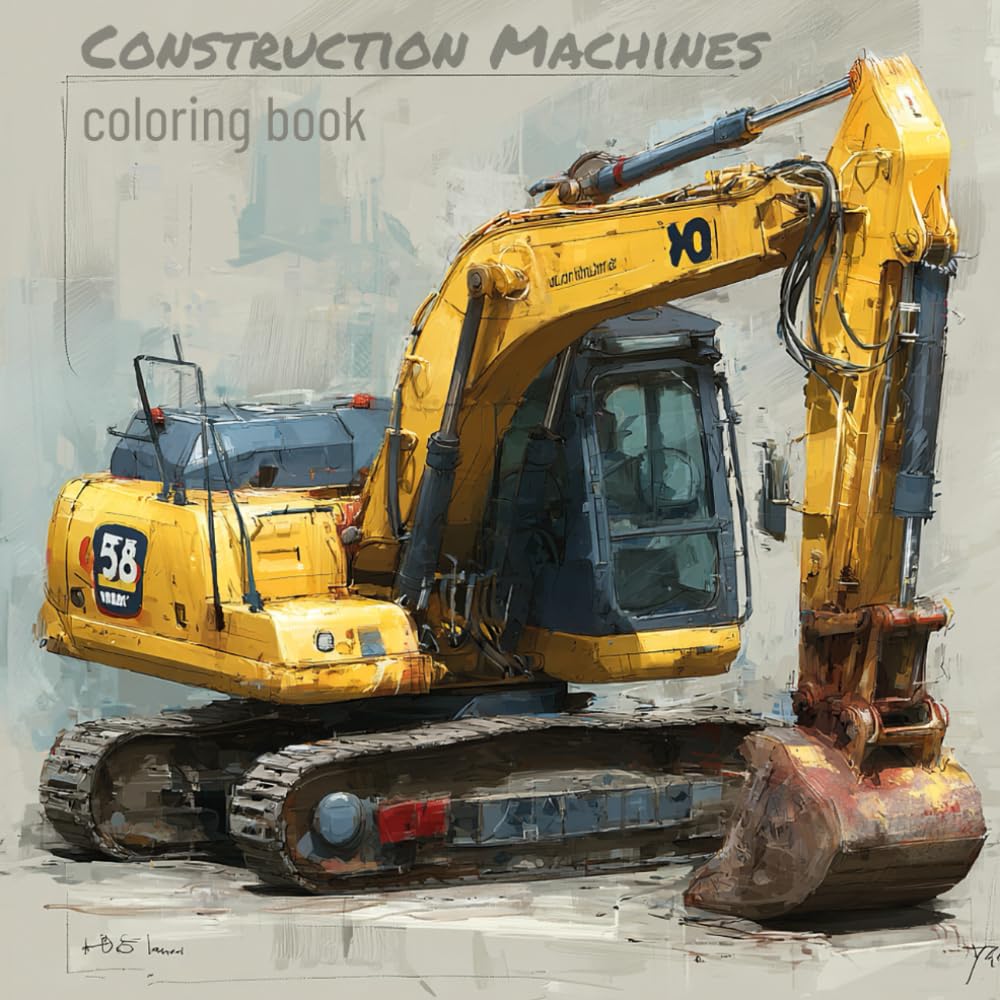 Construction Vehicles Coloring Book – 44 Mighty Machines to Color | Excavators, Tractors & More for Kids & Adults by mediamake.de
