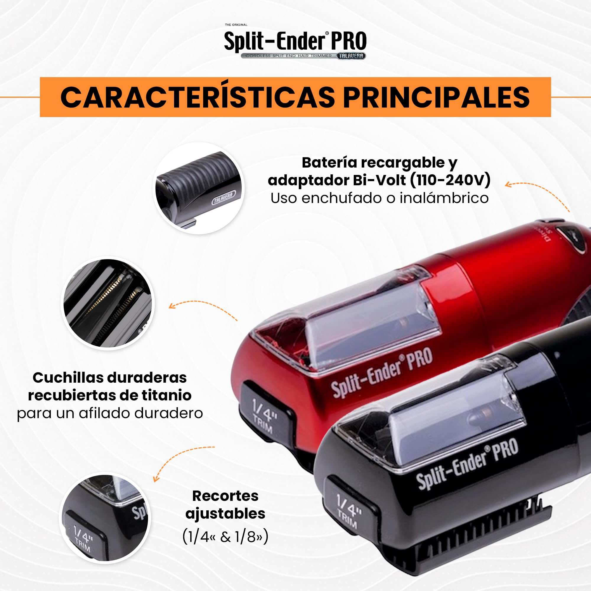 Split Ender Pro Salon - Cortacésped profesional inalámbrico para puntas abiertas secas, dañadas y quebradizas, color negro