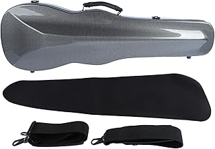 Étui de Violon 4/4, Sac de Transport Portable Léger en Fibre de Carbone avec Thermomètre (Gris Argenté)
