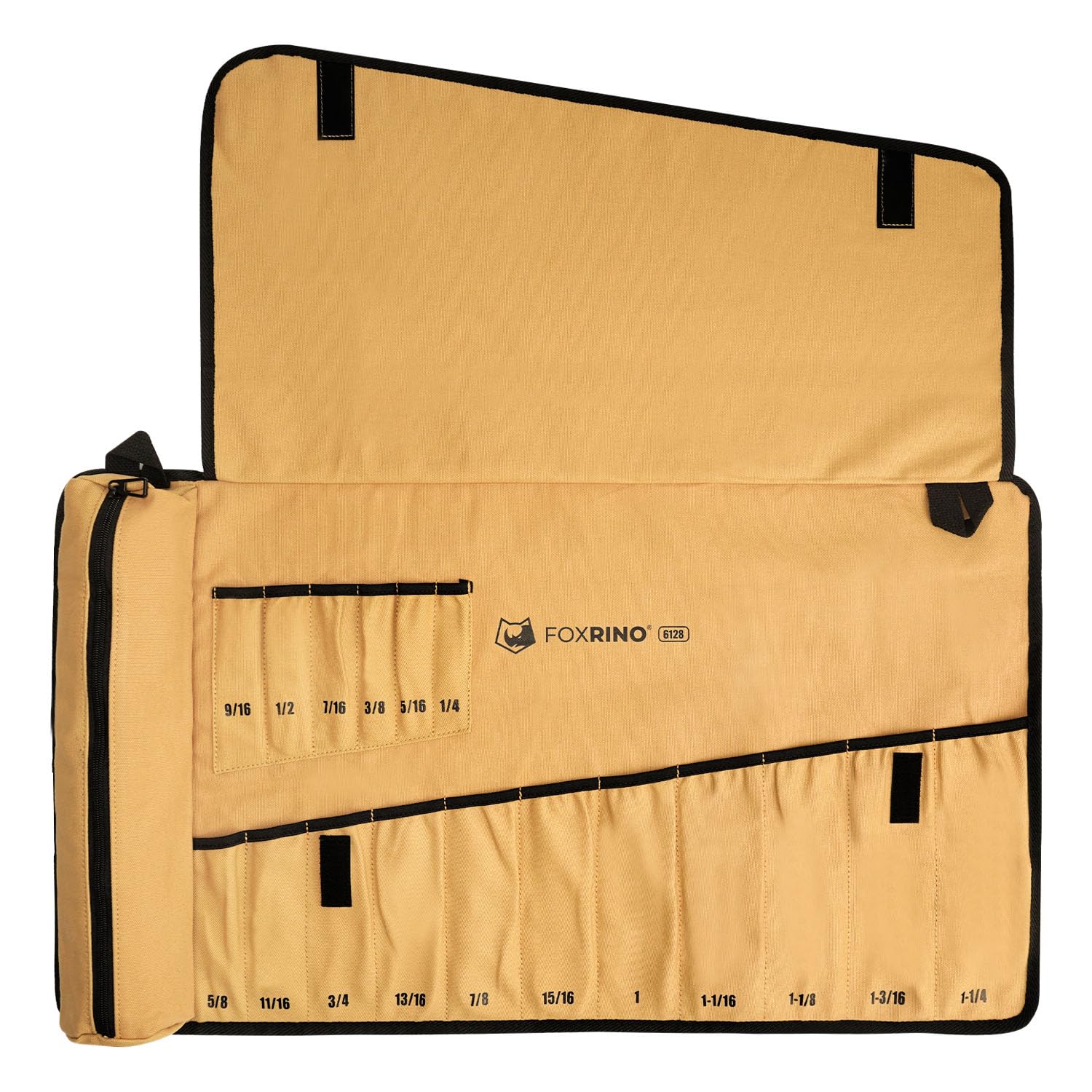 Wrench Roll, Roll Up Pouch, Heavy Duty Canvas 17+1 SAE, Brown - Main Image