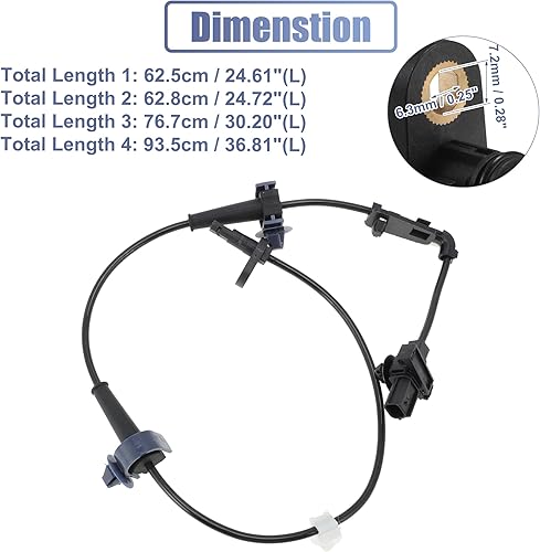 Miniatura 4 de uxcell Sensor de velocidad de rueda de sensor ABS delantero trasero izquierdo derecho No.57450TR3A02/57455TR3A02/57470TR0013/57475TR0013 para Honda