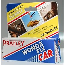 Pratley Rubber Repair - 2 Part Black Epoxy Leather Glue - Adhesive Kit for Couches, Shoe Sole, Boot Heel, Plastic, Car Dashboard and Bumper