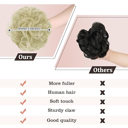 Miniatura 3 de RUWISS Extensiones de cabello humano largo y lacio despeinado 100 % real, rizado, corto, elegante, extensiones de cabello largo, estilo casual, cola