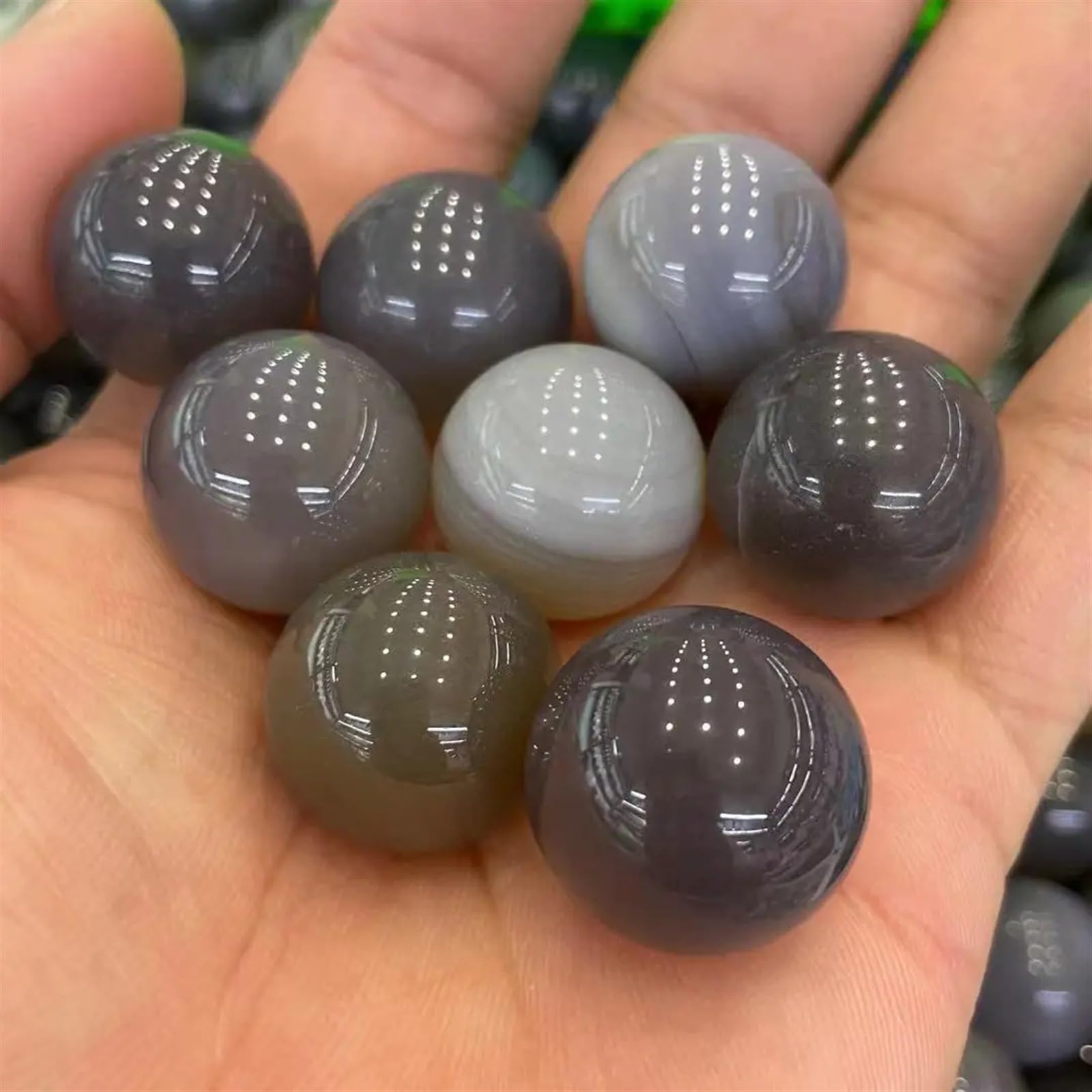 AUOQKQUT 20mm Grey Agate Crystal Ball handling Ornaments (Size : 30pcs) AUOQKQUT