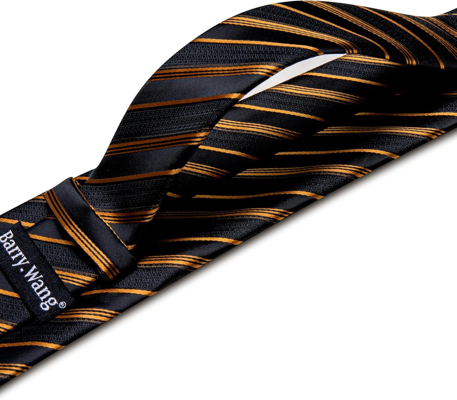 Barry.Wang Tie Sets for Men Silk Stripe Necktie Woven Checkered Handkerchief Cufflinks Formal Business Wedding - Image 4