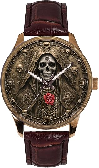Santa Meurte Watch Gothic Skull Art Mexican Traditional Holy Death Symbolic Rose