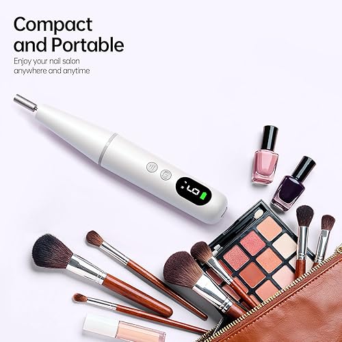 Miniatura 8 de Kit de taladro eléctrico profesional para uñas, lima de uñas eléctrica inalámbrica de 9 velocidades con pantalla LED, máquina de taladro de uñas