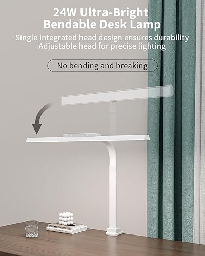 Miniatura 4 de Lámparas LED de escritorio para oficina en casa, luz de escritorio brillante de 24 W con abrazadera, atenuación continua, ajustable, cuello de cisne