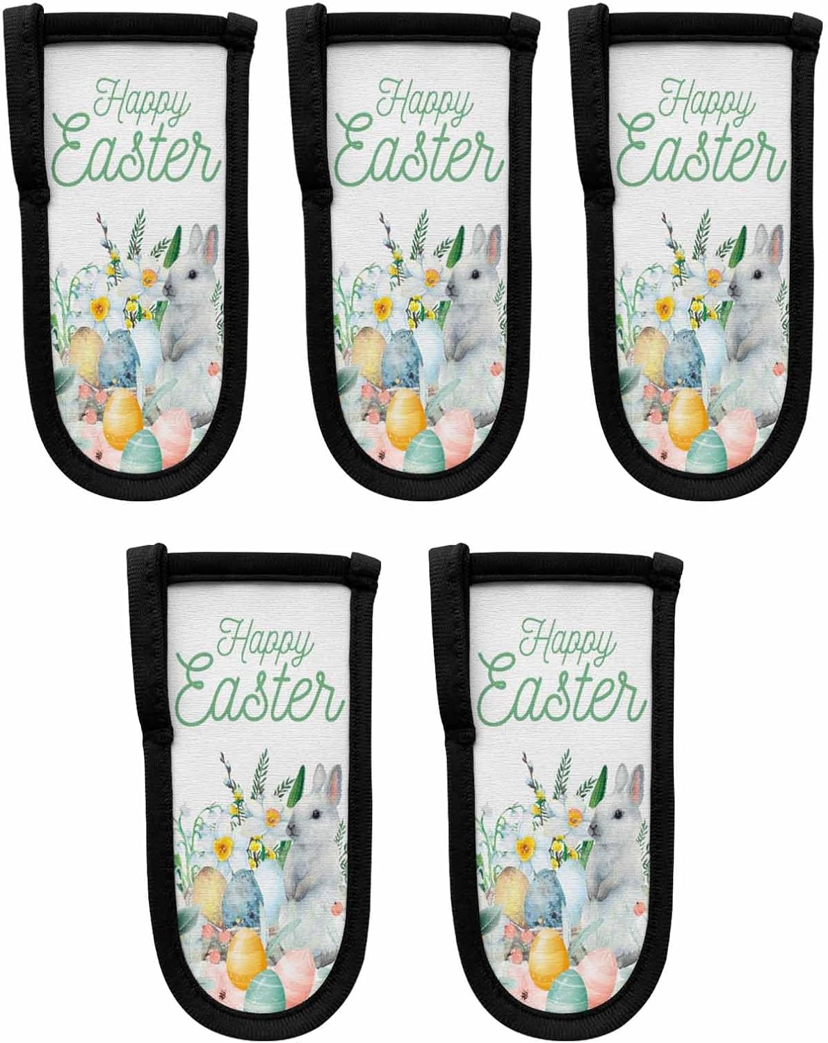 Easter Rabbits Eggs 5 Packs Hot Handle Holder, Cast Iron