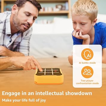 Tic Toe Bolt Game,Electronic Tic Toe Games,Noughts and Crosses Game,3-In-1 Handheld Puzzle Games Console,Family Party Toys for Educational and Memory(Yellow)