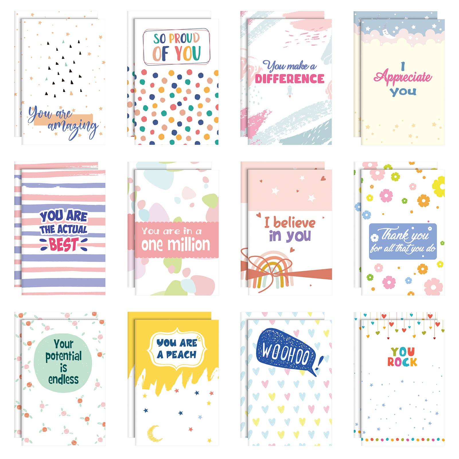 24 Pack Mini Motivational Notepads Small Appreciation Notebook Inspirational Notepads Small Appreciation Pocket Journal Modern Cute Encouragement Positive Gifts for Office School Travel Supplies