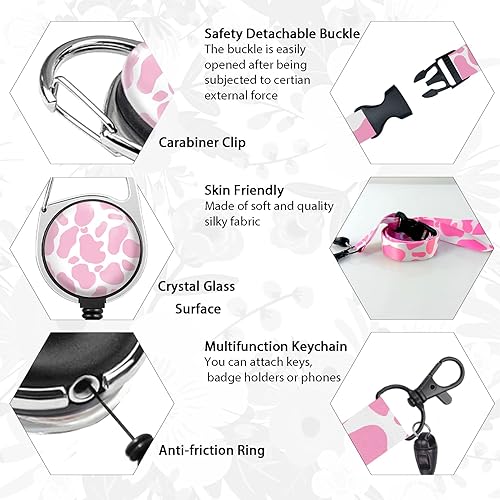 Miniatura 51 de Giancomics Black ID Badge Holder with Lanyard, Lanyards for ID Badges with Badge Reel Retractable Heavy Duty, Lanyard with ID Holder Keychain Clip