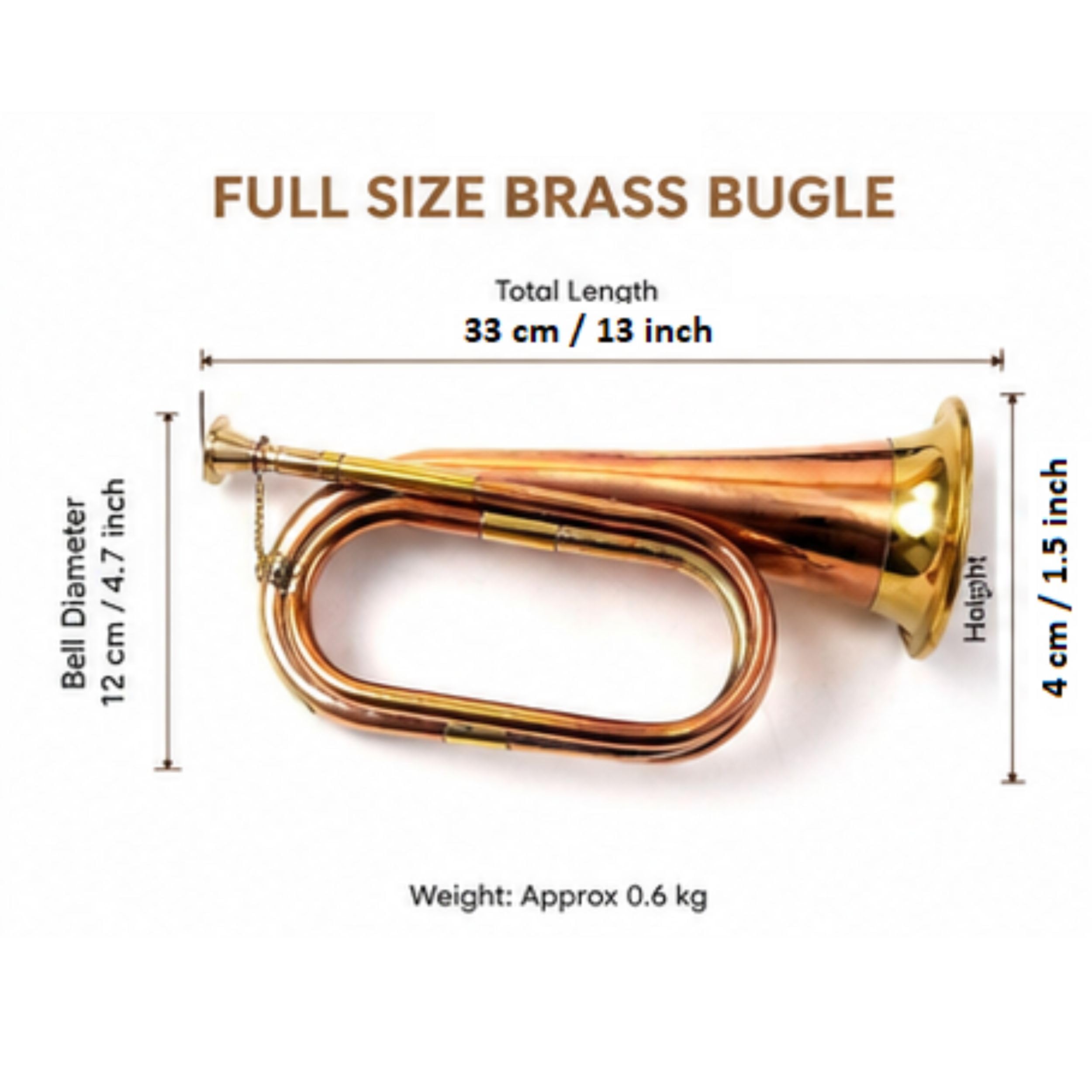 Bugle en laiton pur fait à la main Marron