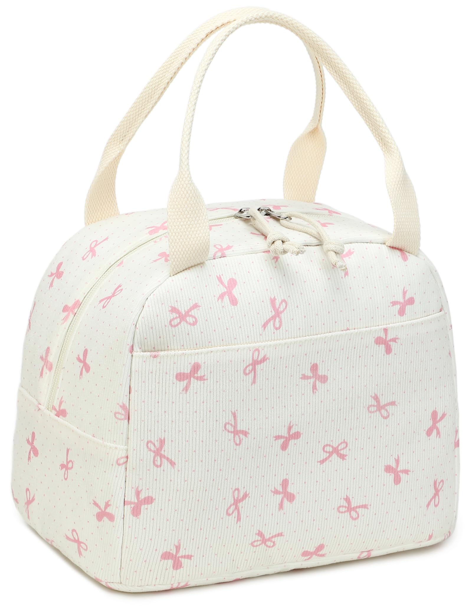 LEDAOU isolierte Lunch-Box Frauen wiederverwendbare Lunch-Tasche Cord Mittagessen Tote Handtaschen auslaufsichere thermische Kühler Mittagessen Fall große Kapazität (Rosa Schmetterlingsknoten6)