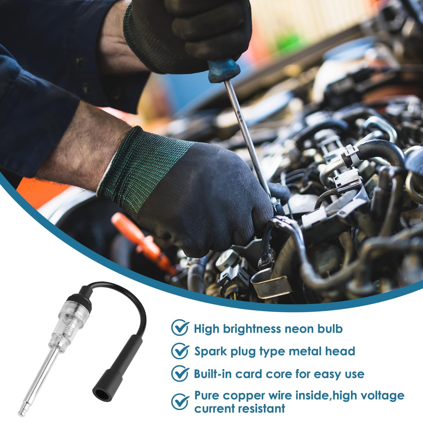 Tester per Candele Regolabile per Auto e Moto, Rilevatore di Scintille e Tester per Bobine di Accensione, Controllore di Sistema, per Motori, Tosaerba, Generatori