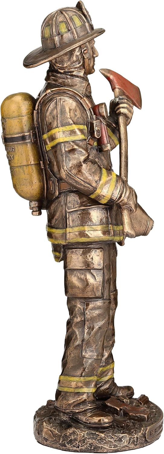 Veronese Design 12 1/4 Inch Firefighter Be Proud Brave and Prepared Cold Cast Resin Bronze Finish Sculpture