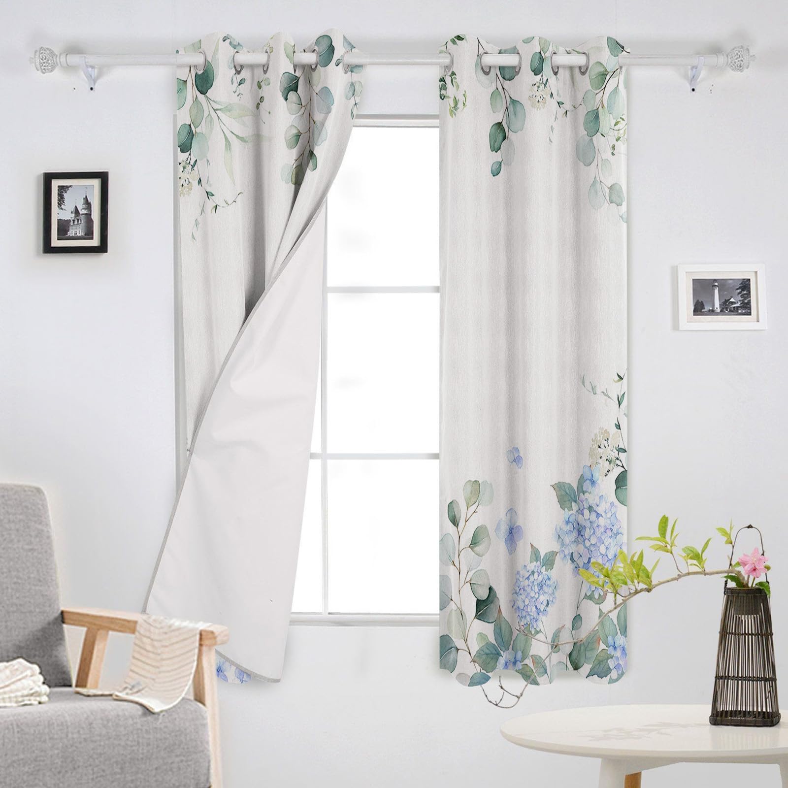 Cortinas Decorativas Calmantes Y únicas De Hortensias Y Aciano