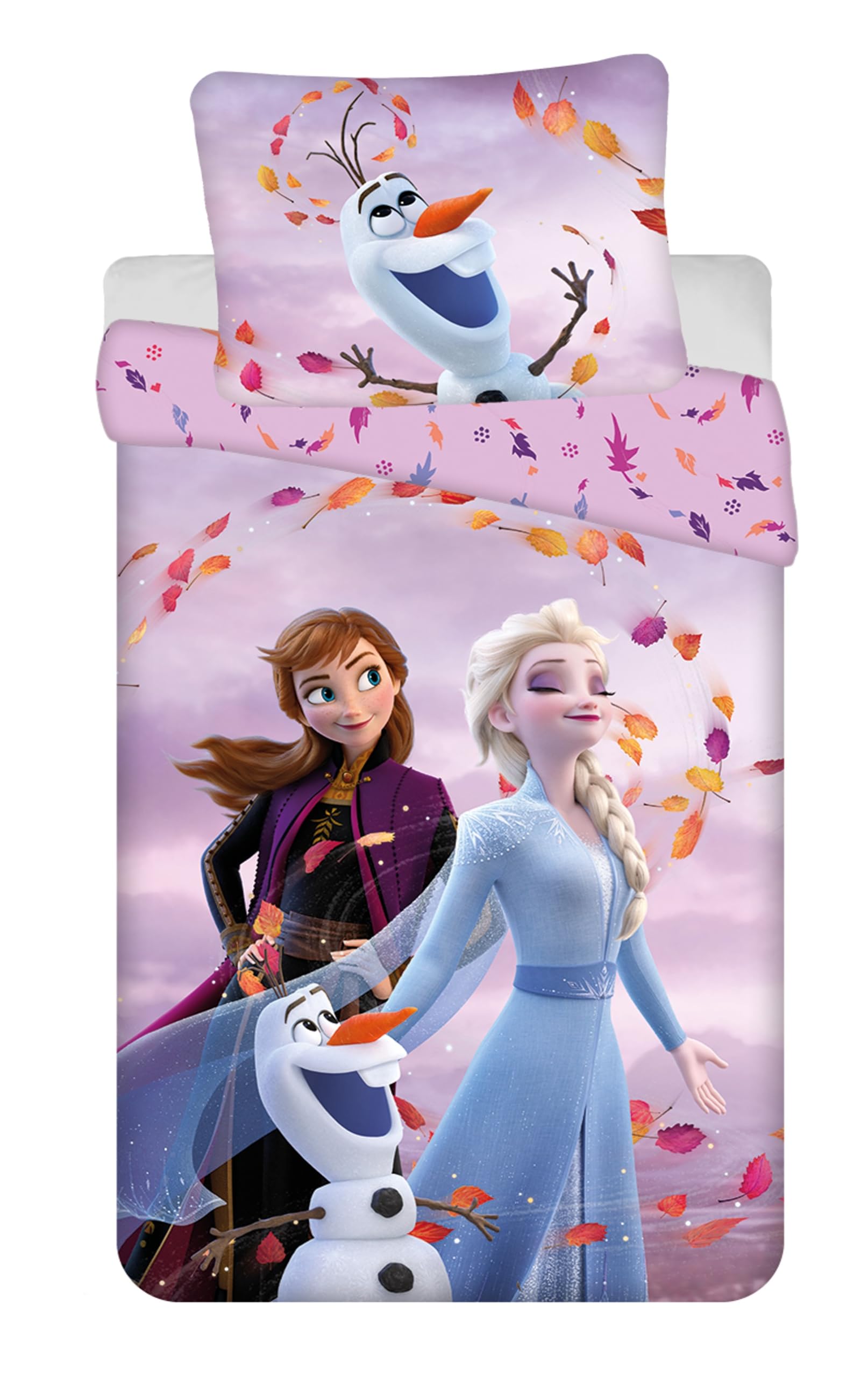 Jerry Fabrics Frozen Komplet pościeli dziecięcej 140 x 200 + poszewka na poduszkę 70 x 90 cm, ze standardem Öko-Tex Standard dla dziewcząt, Kraina Lodu Anna Elsa Olaf