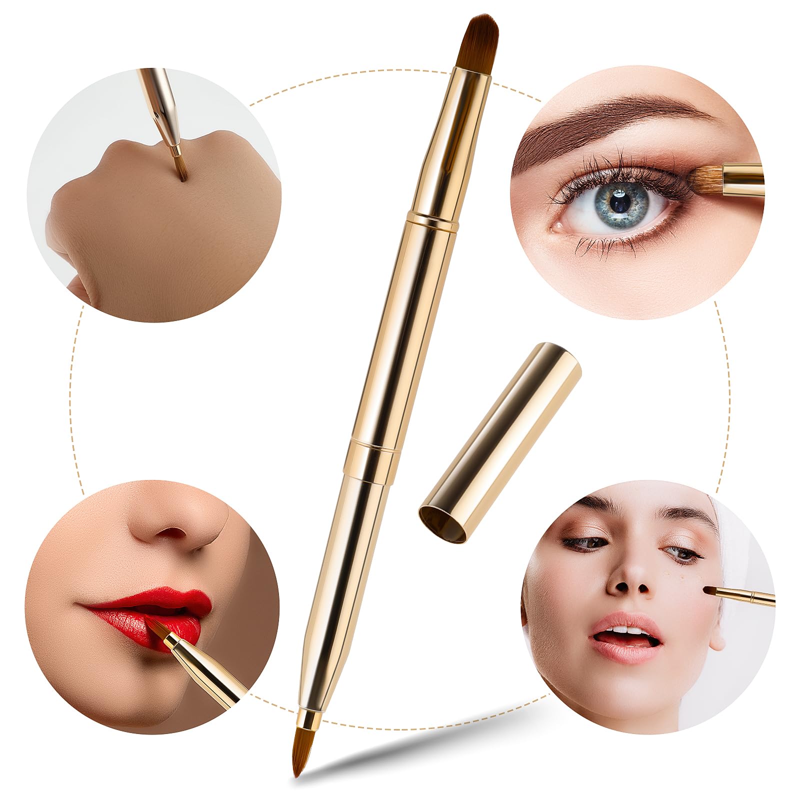 Abeillo, pennello per labbra retrattile, mini pennello per labbra correttore, pennello per rossetto, pennello per trucco per labbra