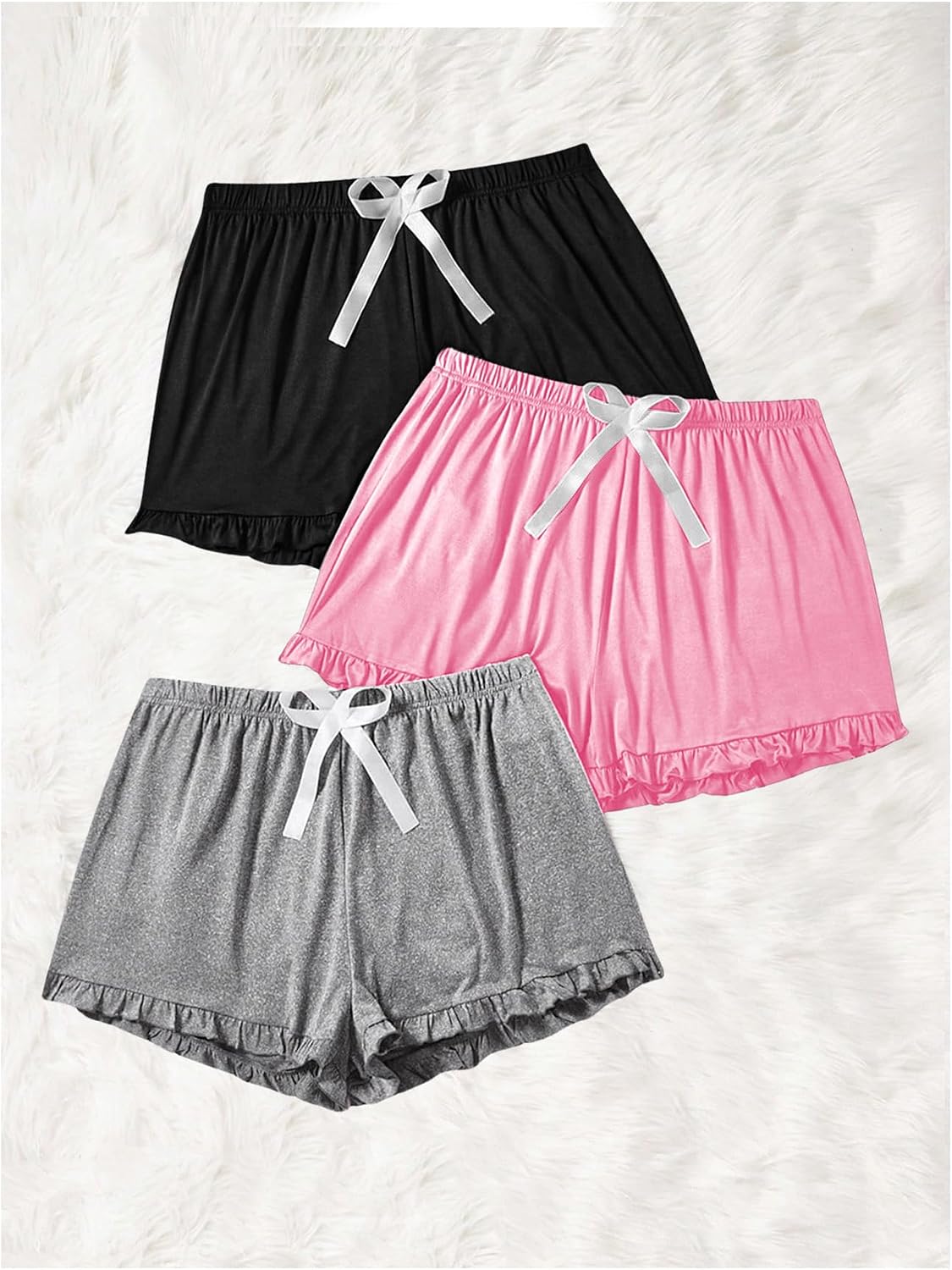 Milumia Women's Plus Size Pajama Shorts 3 Pack Ruffle Hem Sleep Lounge Pj Shorts