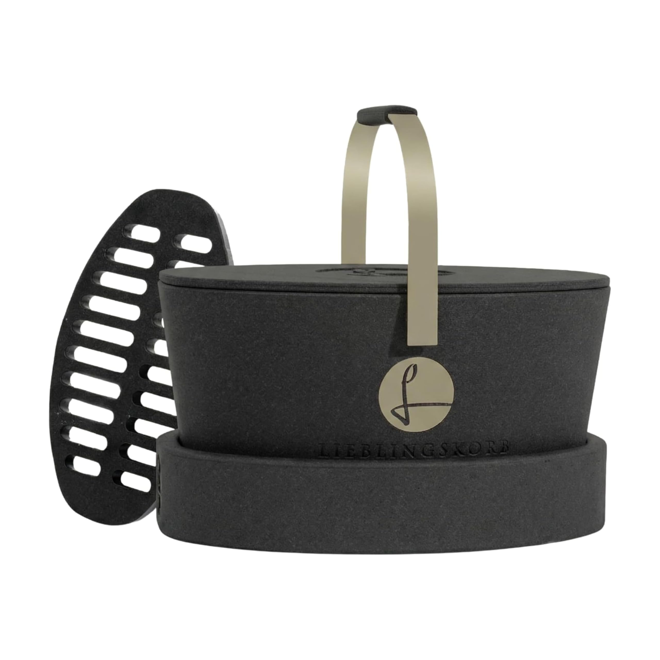 LIEBLINGSKORB Original black champagner - inkl. Deckel, Einlegeboden und Transportring - ultraleichter, kippsicherer & formstabiler Einkaufskorb - Made in Germany - thermoisolierend & abwaschbar