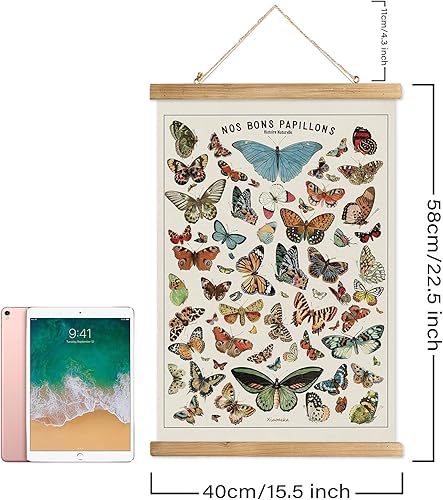 Miniatura 91 de XIAOAIKA Póster de botánica vintage con marco de madera, tabla de plantas venenosas antiguas, arte educativo botánico con especies peligrosas, 1