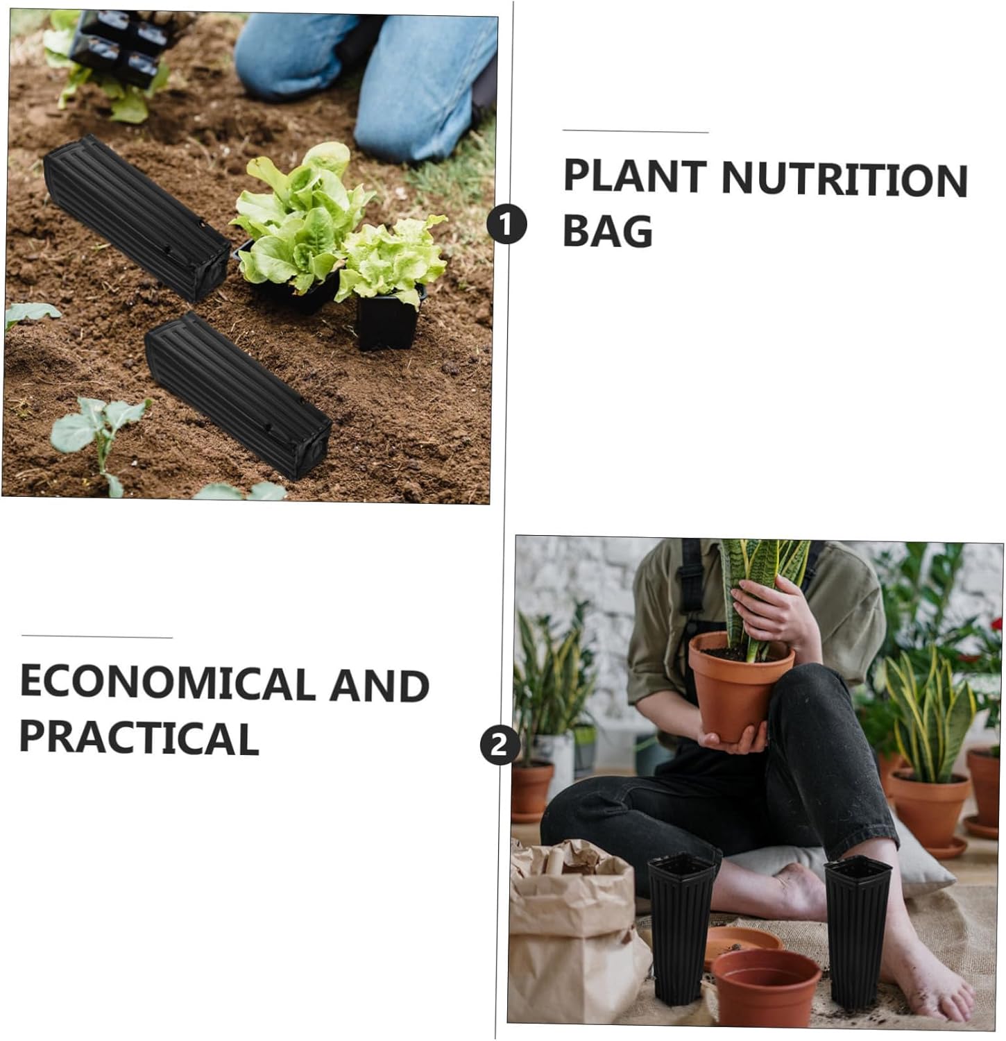 BESPORTBLE 50pcs Thickened Black Plastic Planting Pouches with Drainage Nursery Bags for Fruit Vegetable Flower Seedlings Water Retentive and Root Aeration Gardening Containers